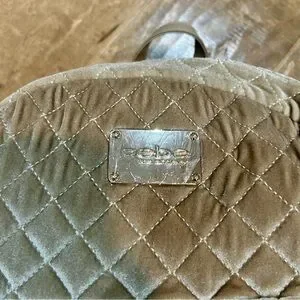 Bebe Maria Velvet Quilted‎ Large Backpack Taupe Gold Hardware MSRP 109 bebe | Bags | Bebe Maria Velvet Quilted Large Backpack Taupe  main image 2
